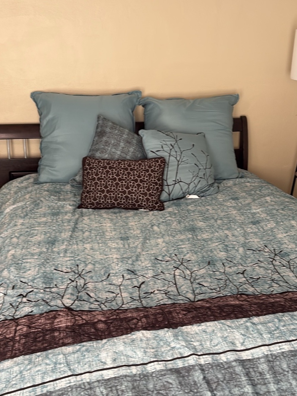 Serene Blue Branch Pattern Comforter Set with Accent Pillows